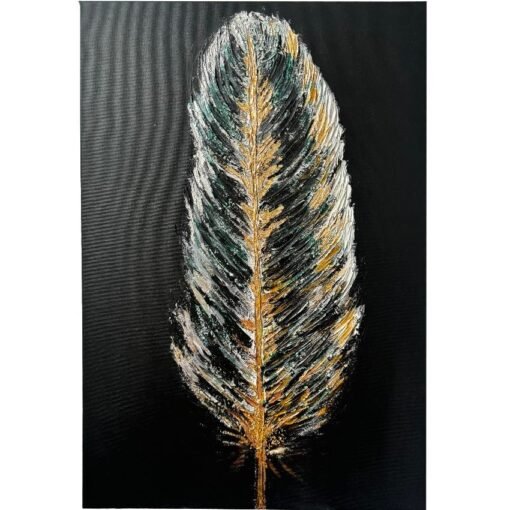 Black touch Feather gold silver elegant paint structured