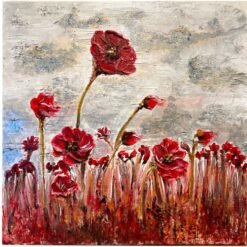 Red flower wind gold silver elegant paint structured