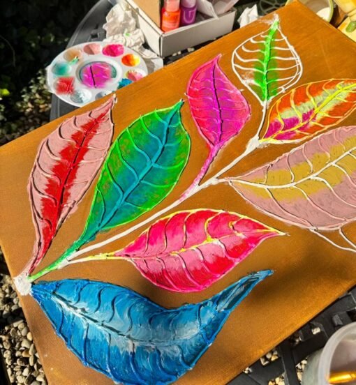 Abstract Leafs nature colorfull paint structured 3D - Image 4
