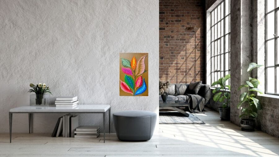 abstract leafs colorfull artieboo structured painting 5