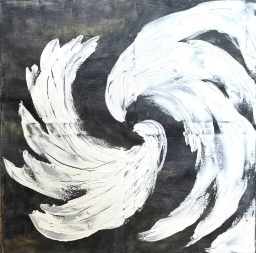 Connection Abstract grey white wall art painting structured