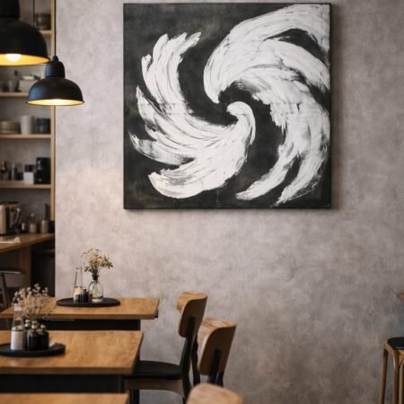 Connection Abstract grey white wall art painting structured