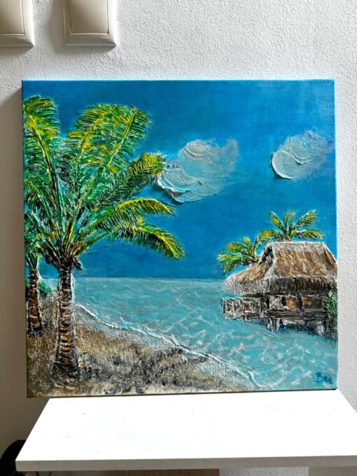 summer beach holiday blue paint structured handmade - Image 3