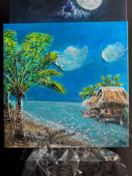summer beach holiday blue paint structured handmade - Image 4