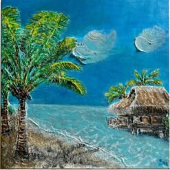 summer beach holiday blue paint structured handmade