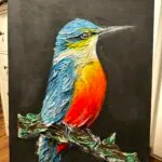 Texture Art Bird nature colorfull handmade paint structured - Image 3