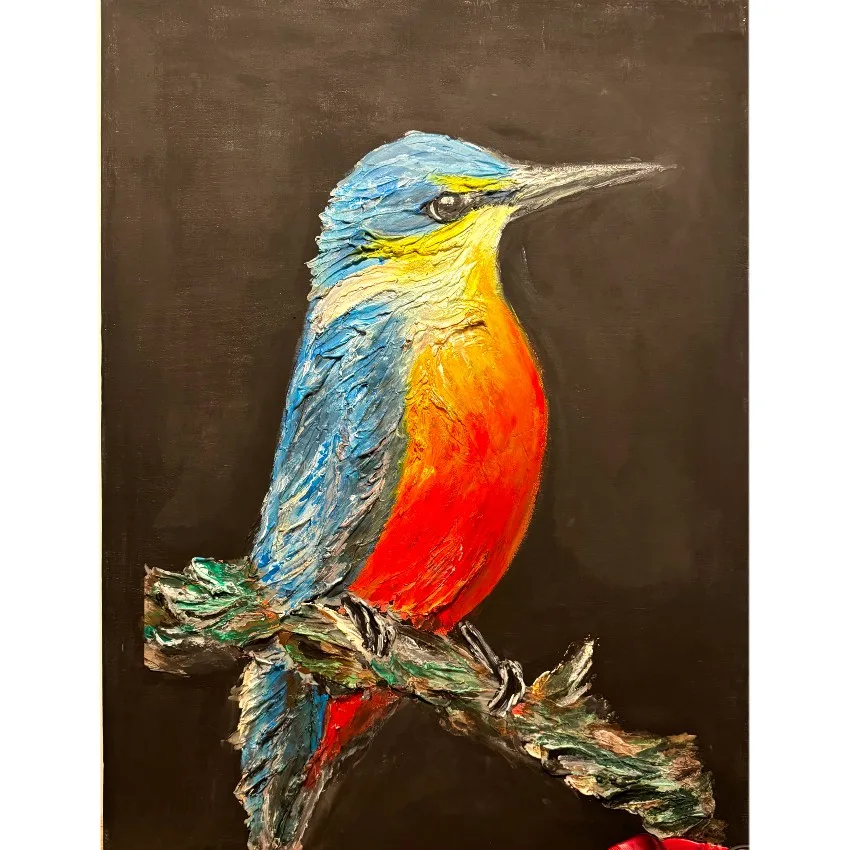 Texture Art Bird nature colorfull handmade paint structured