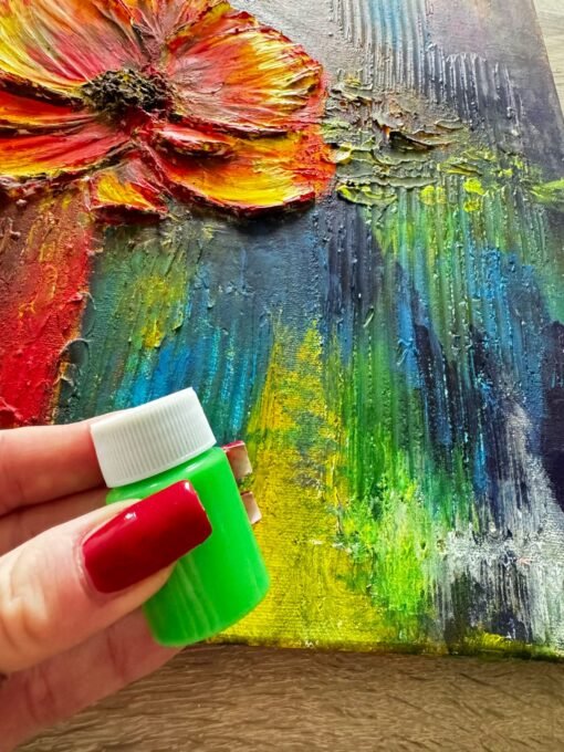 Colorfull Abstract flower magic wall art painting structured - Image 4