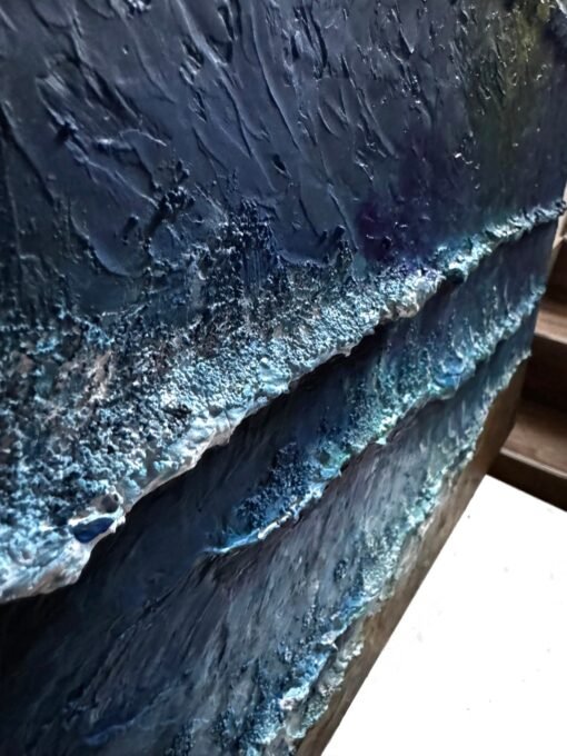 Moonlight on the sea nature paint structured 3D wall art - Image 3