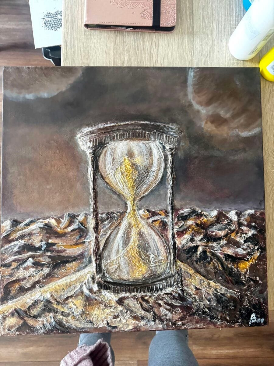 sandclock time artieboo textured painting scaled