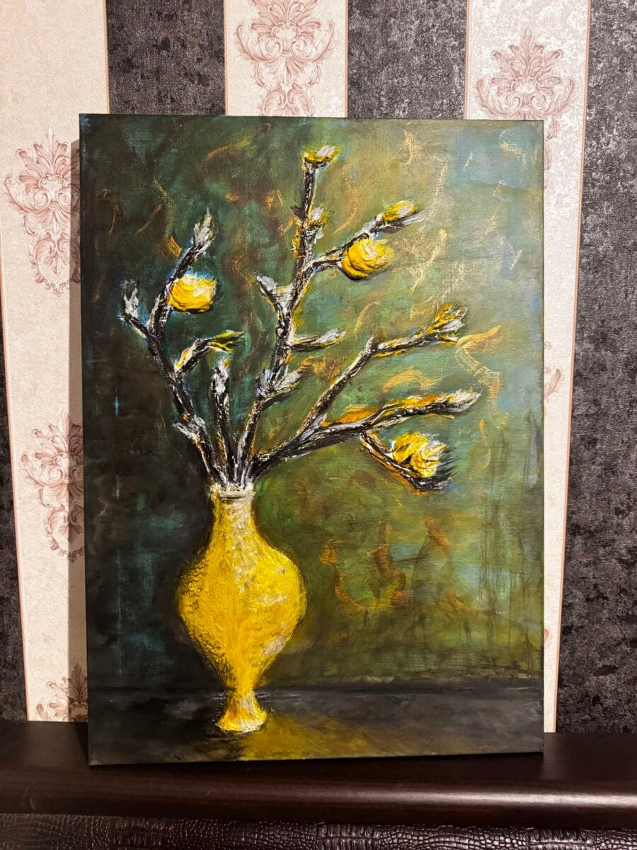 flower vase patine retro old painting artieboo 2