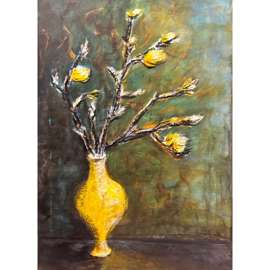 flower vase patine retro old painting artieboo 5