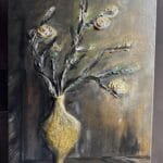 3D handmade wall art acrylic paint Old vase retro structured