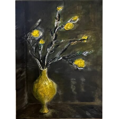 3D handmade wall art acrylic paint Old vase retro structured