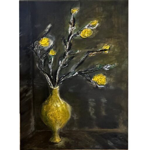 3D handmade wall art acrylic paint Old vase retro structured