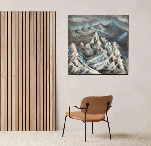 Handmade paint 3D textured art painting mountain nature 60x60 - Image 5