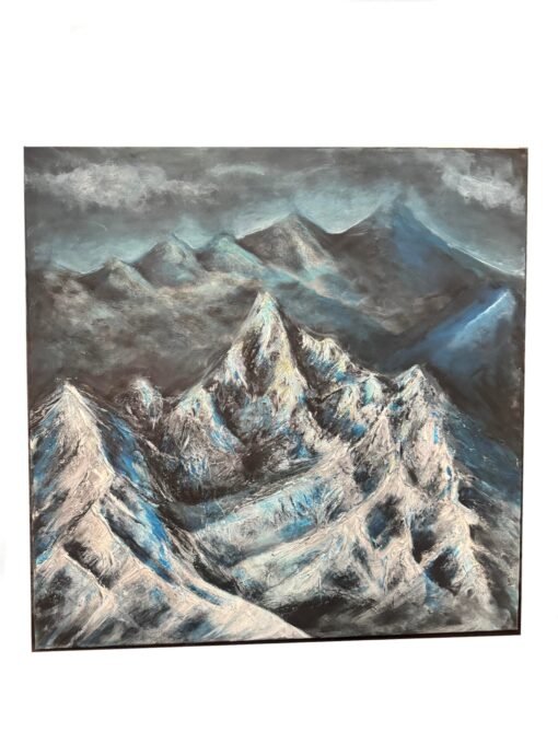 Handmade paint 3D textured art painting mountain nature 60x60