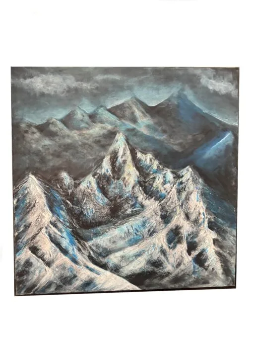 Handmade paint 3D textured art painting mountain nature 60x60