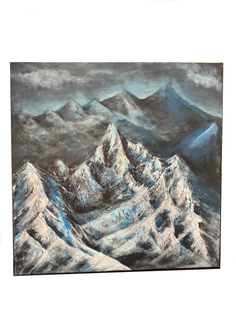 Handmade paint 3D textured art painting mountain nature 60x60