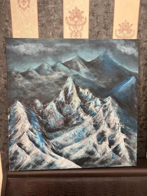 Handmade paint 3D textured art painting mountain nature 60x60 - Image 3