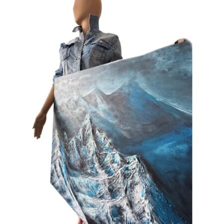 Handmade paint 3D textured art painting mountain nature 60x60