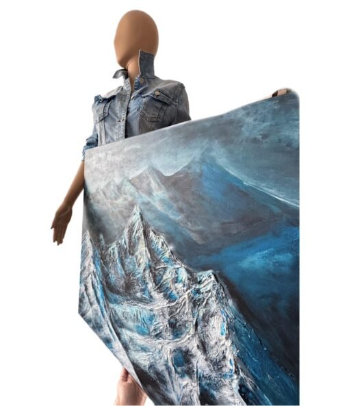 Handmade paint 3D textured art painting mountain nature 60x60