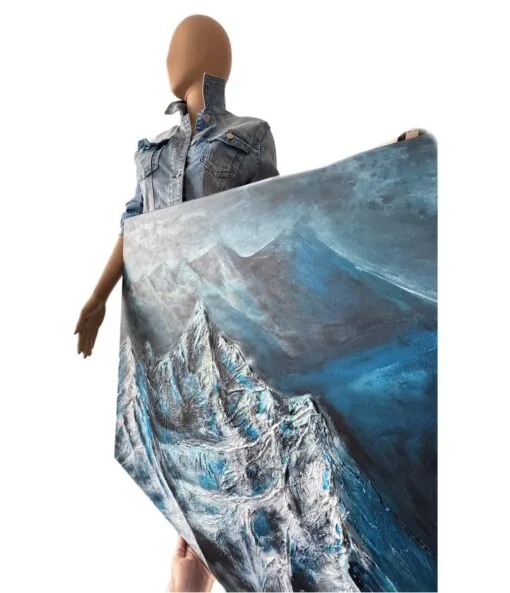 Handmade paint 3D textured art painting mountain nature 60x60