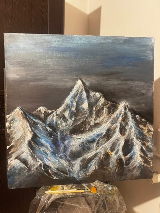 Handmade paint 3D textured art painting mountain nature 60x60 - Image 6