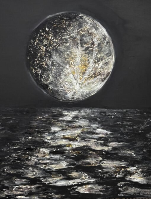 Moonlight Handmade textured art painting universe