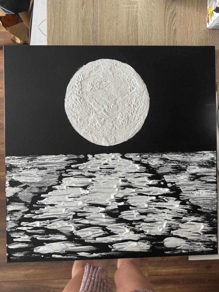 Moonlight Handmade textured art painting universe