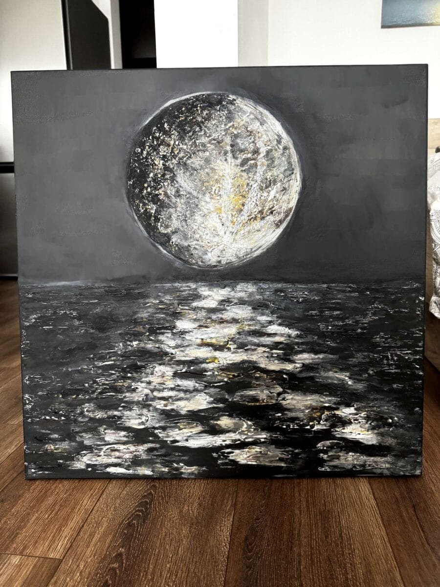 Moonlight Handmade textured art painting universe - Image 3