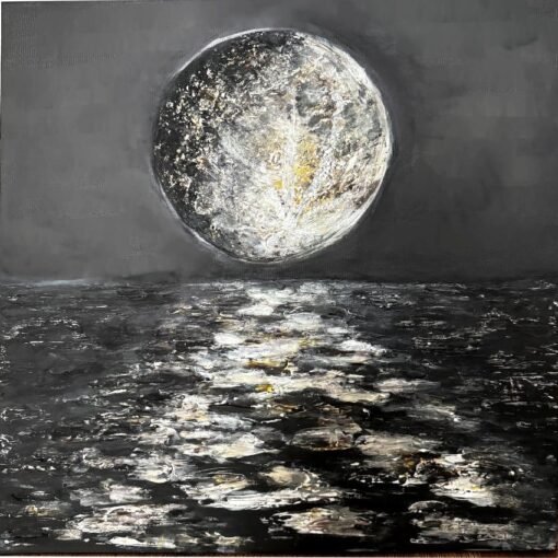 Moonlight Handmade textured art painting universe