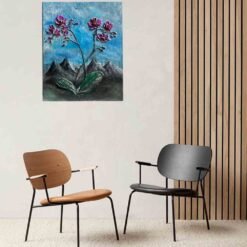 Wall art painting orchid nature structured 3D textured art