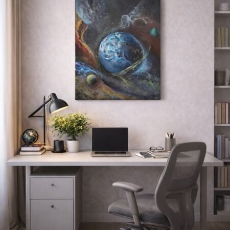 Handmade textured wall art painting universe abstract