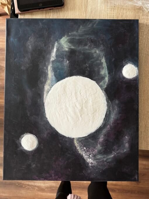 handmade textured art wall painting universe