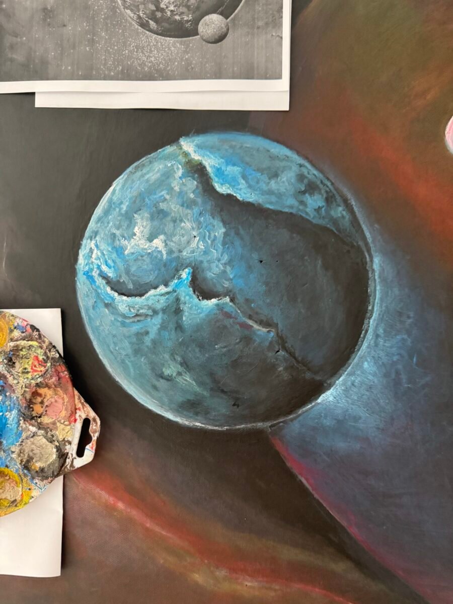 Handmade textured wall art painting universe abstract