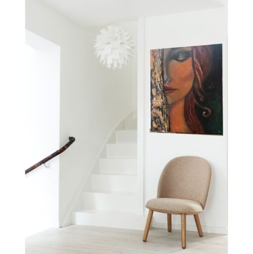 Handmade wall art painting structured women Renata gold - Image 2