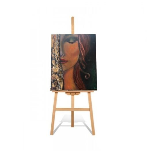 Handmade wall art painting structured women Renata gold - Image 3